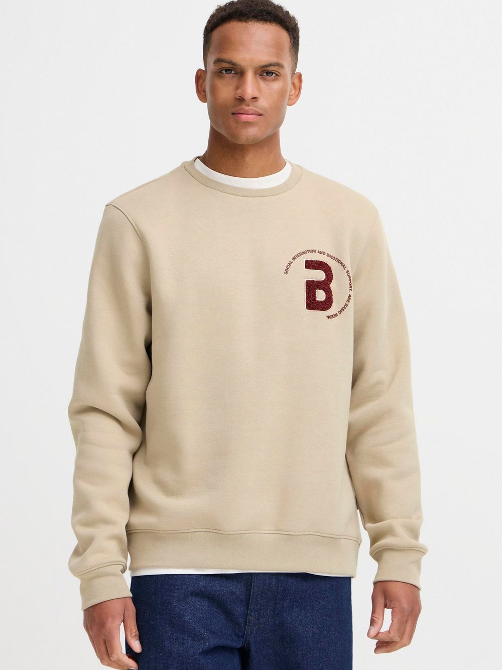 BLEND Pullover Herren Baumwolle beige, S