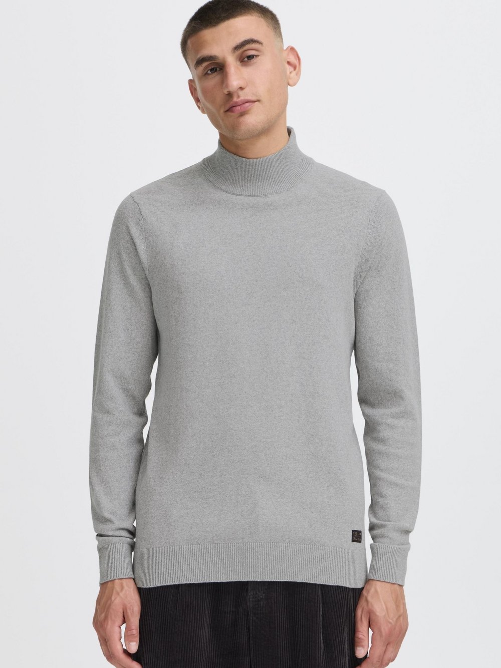 Solid Rollkragenpullover Herren Baumwolle grau, XXXL