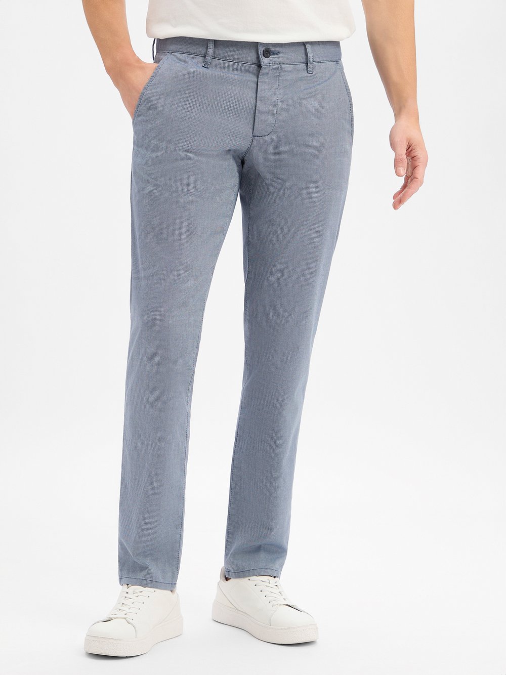 Thumbnail - Alberto Stoffhose Herren Baumwolle blau strukturiert, 33-30