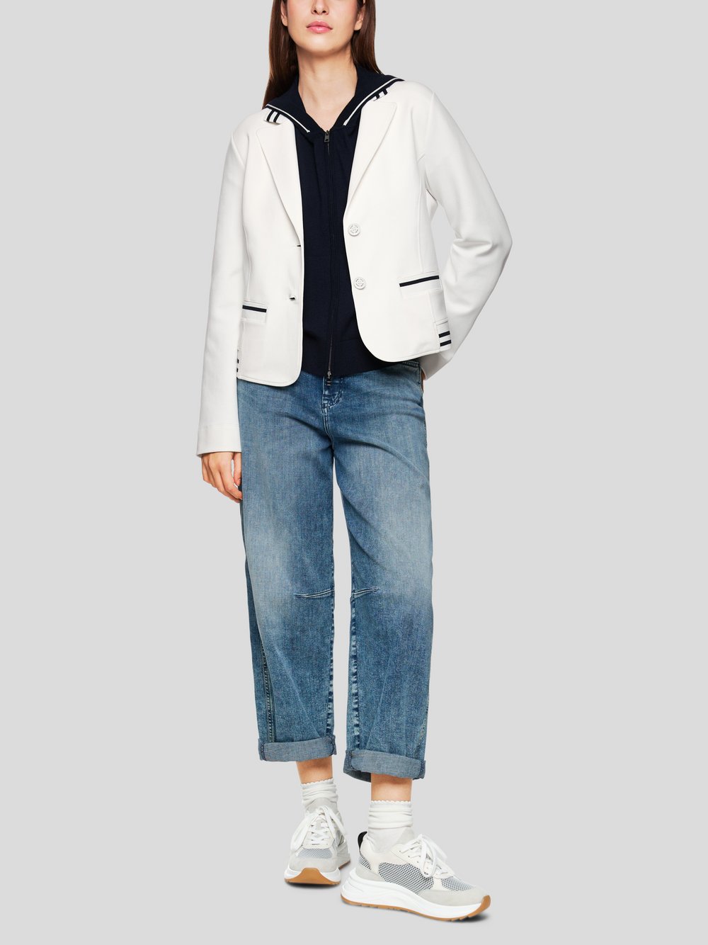 Thumbnail - Marc Cain Blazer Damen Baumwolle weiß gemustert, 36