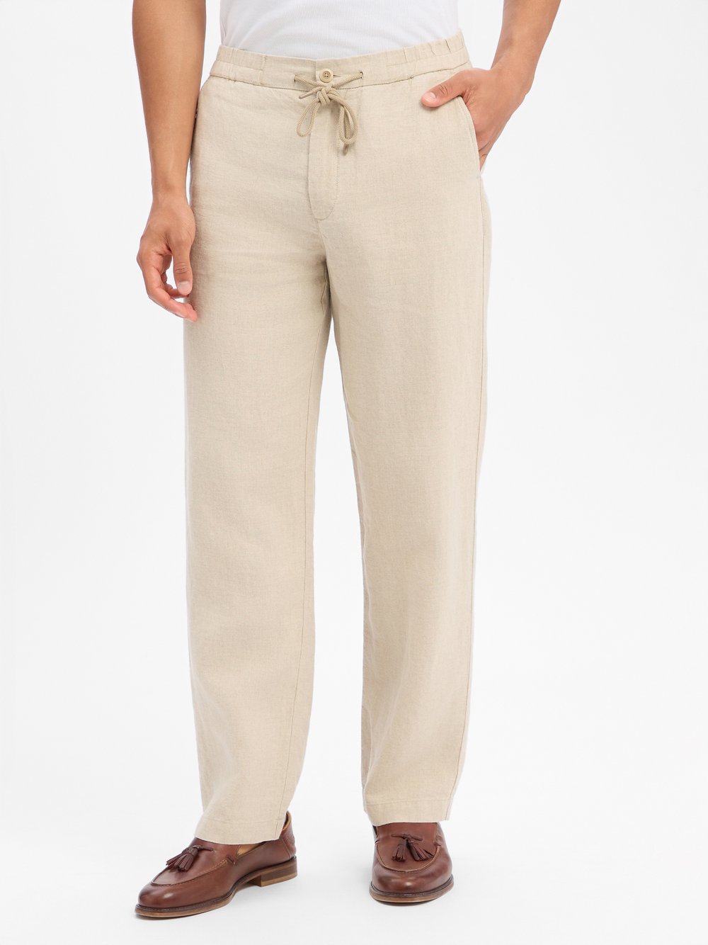 Alberto Leinenhose Herren Leinen (100%) beige, 32-32