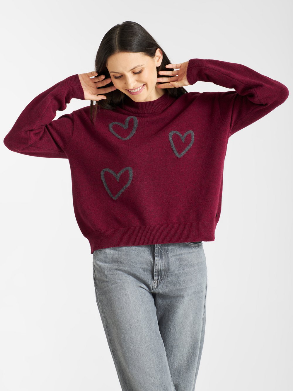 Frieda & Freddies Strickpullover Damen Viskose rot gemustert, 34