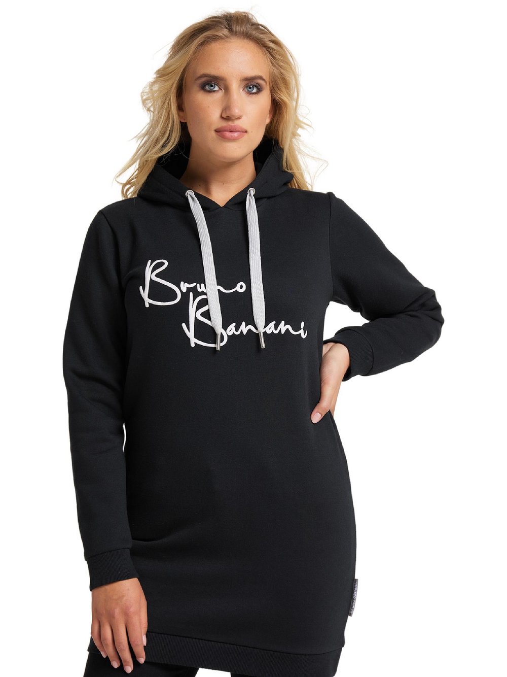 Bruno Banani A-Linien-Kleid  Damen Baumwolle schwarz bedruckt, L