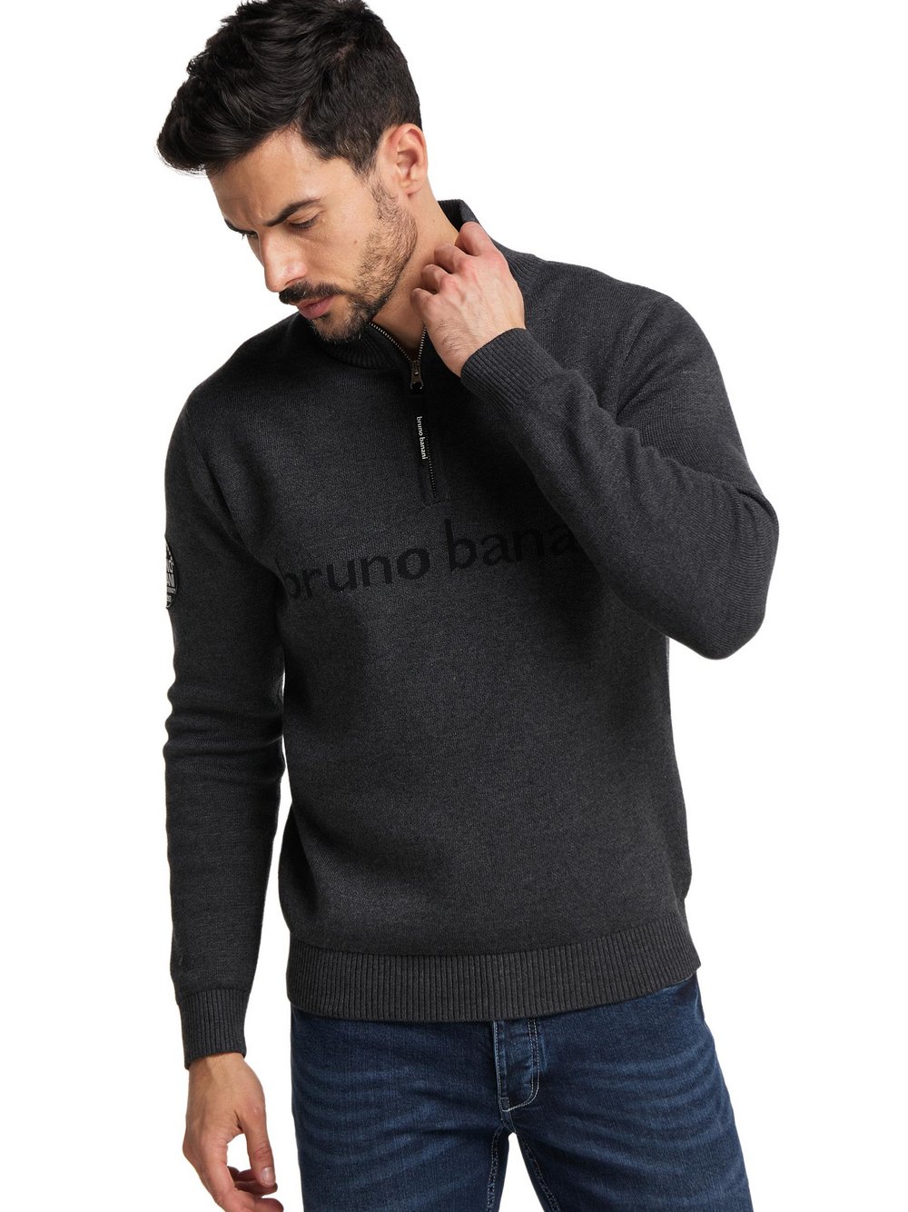 Bruno Banani Strickpullover  Herren Baumwolle mehrfarbig bedruckt, XXXL