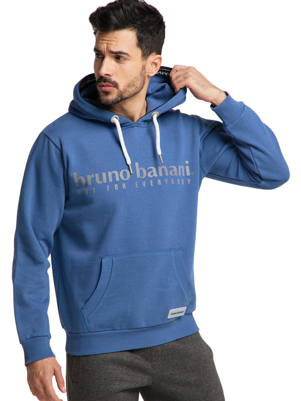 Bruno Banani Hoodie Herren Baumwolle blau bedruckt, L