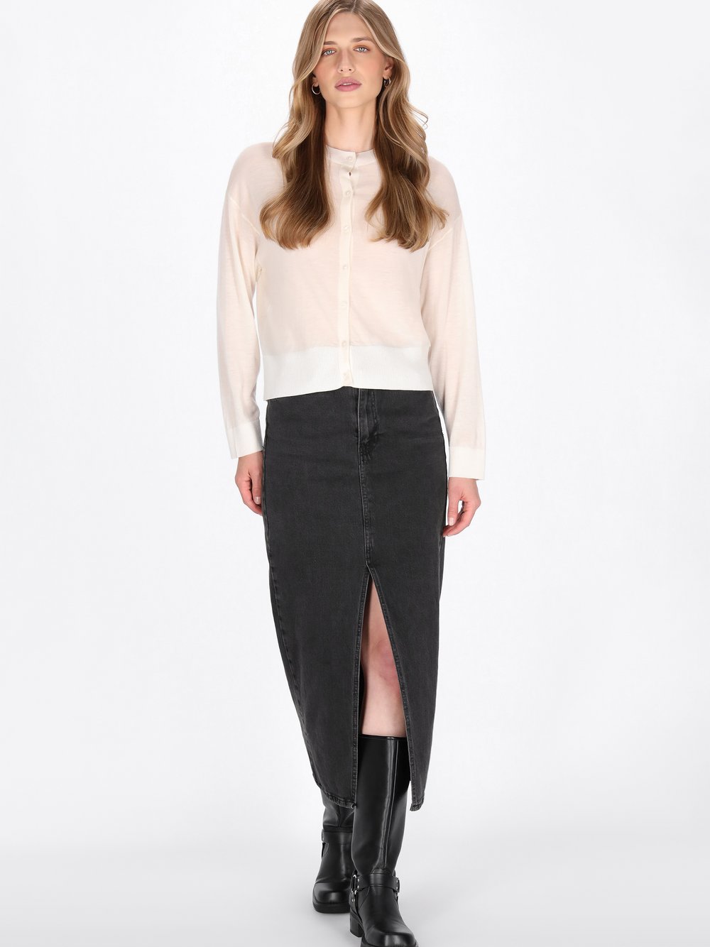 Dreimaster Strickjacke Damen Wolle weiß, XL