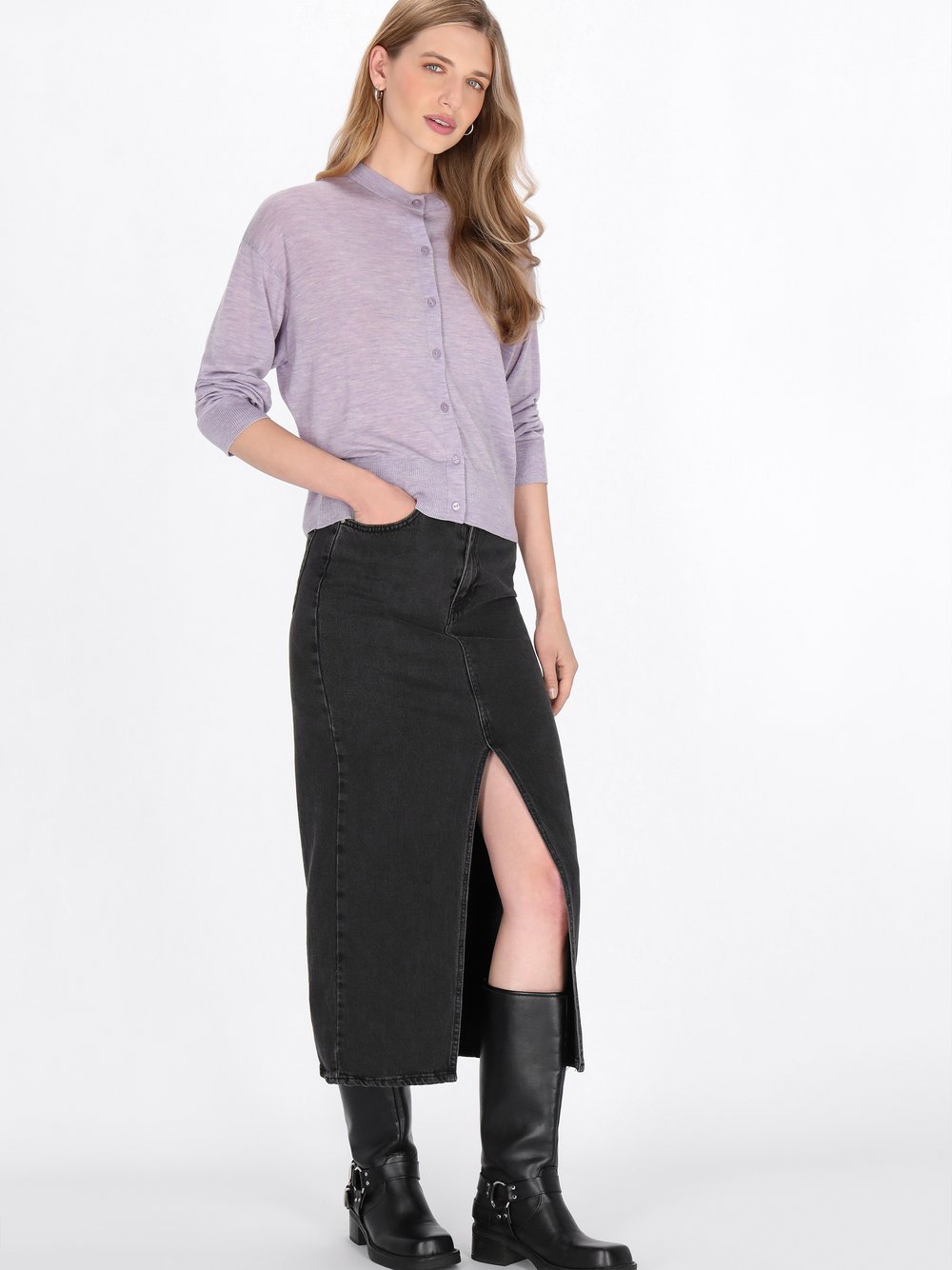 Dreimaster Strickjacke Damen Wolle lila, L