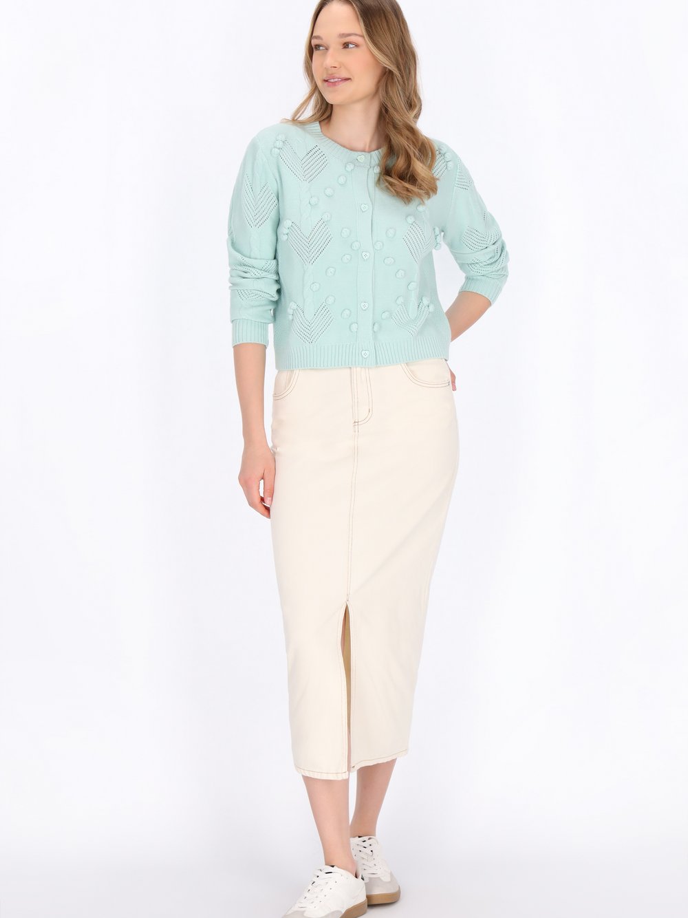 MyMo Strickjacke Damen Viskose grün, XS/S