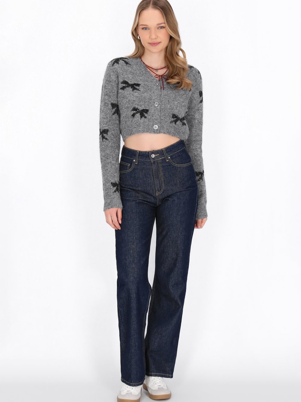 MyMo Strickjacke Damen grau, M/L