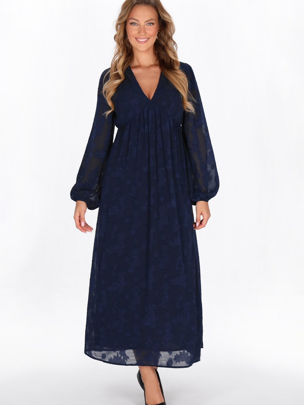 Faina Kleid Damen blau strukturiert, S