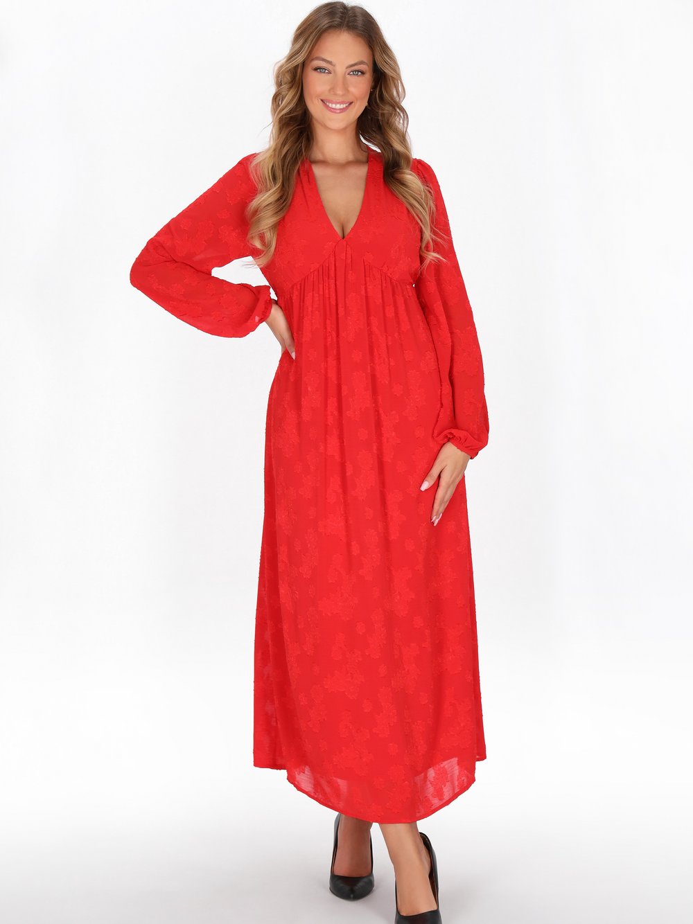 Faina Kleid Damen rot strukturiert, S