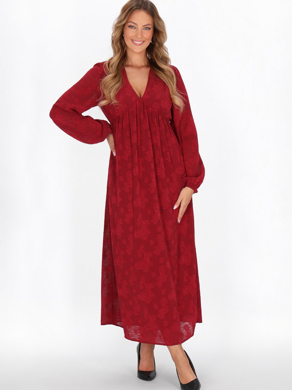 Thumbnail - Faina Kleid Damen rot strukturiert, S