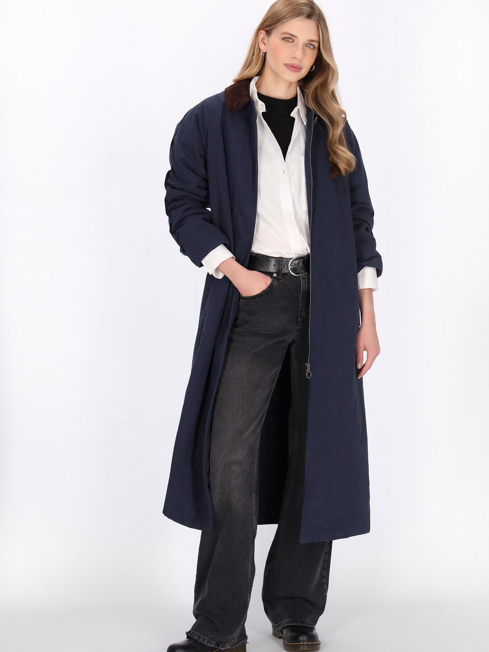 Dreimaster Mantel Damen Baumwolle blau, XL