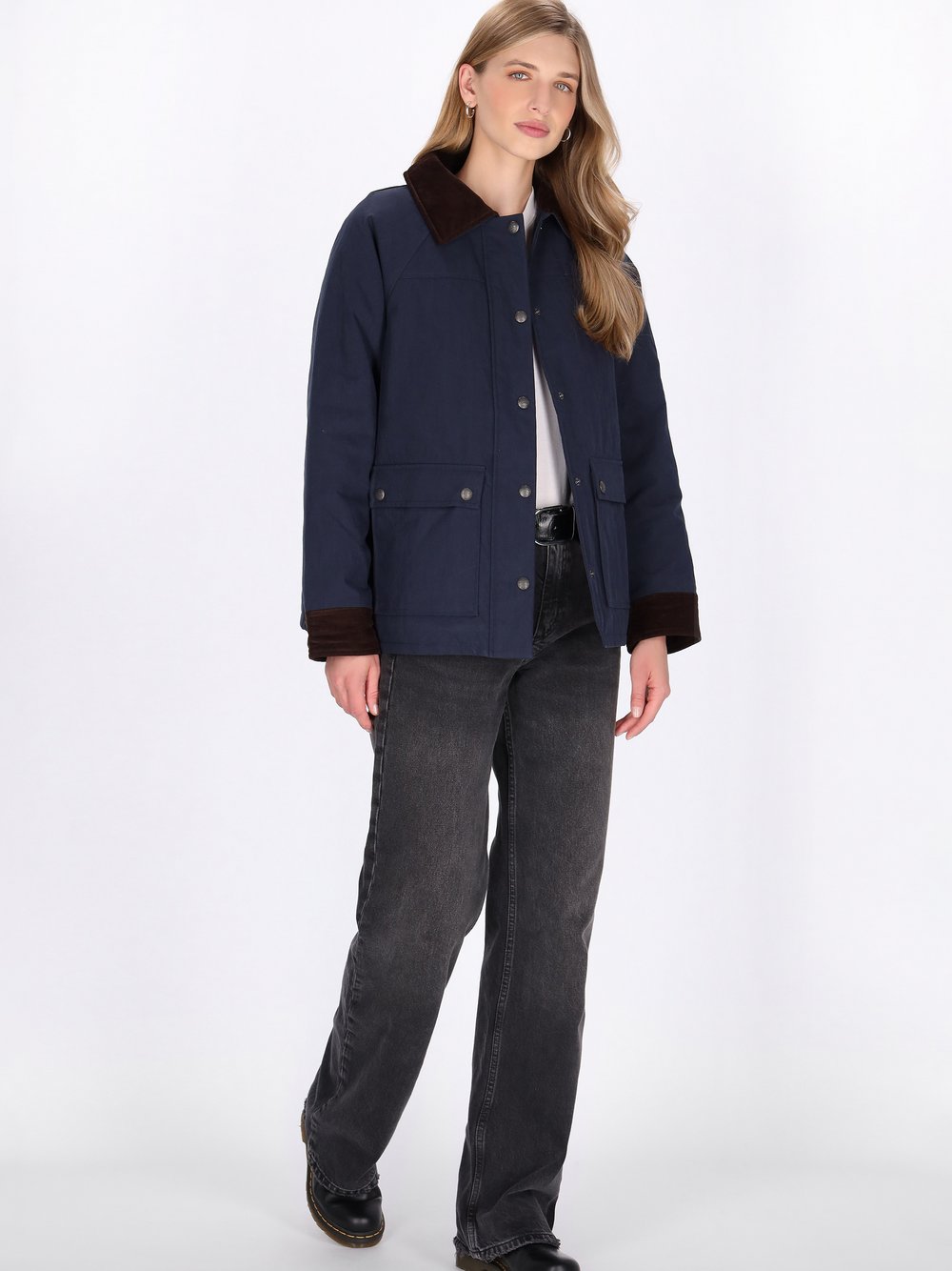 Dreimaster Jacke Damen Baumwolle blau, M