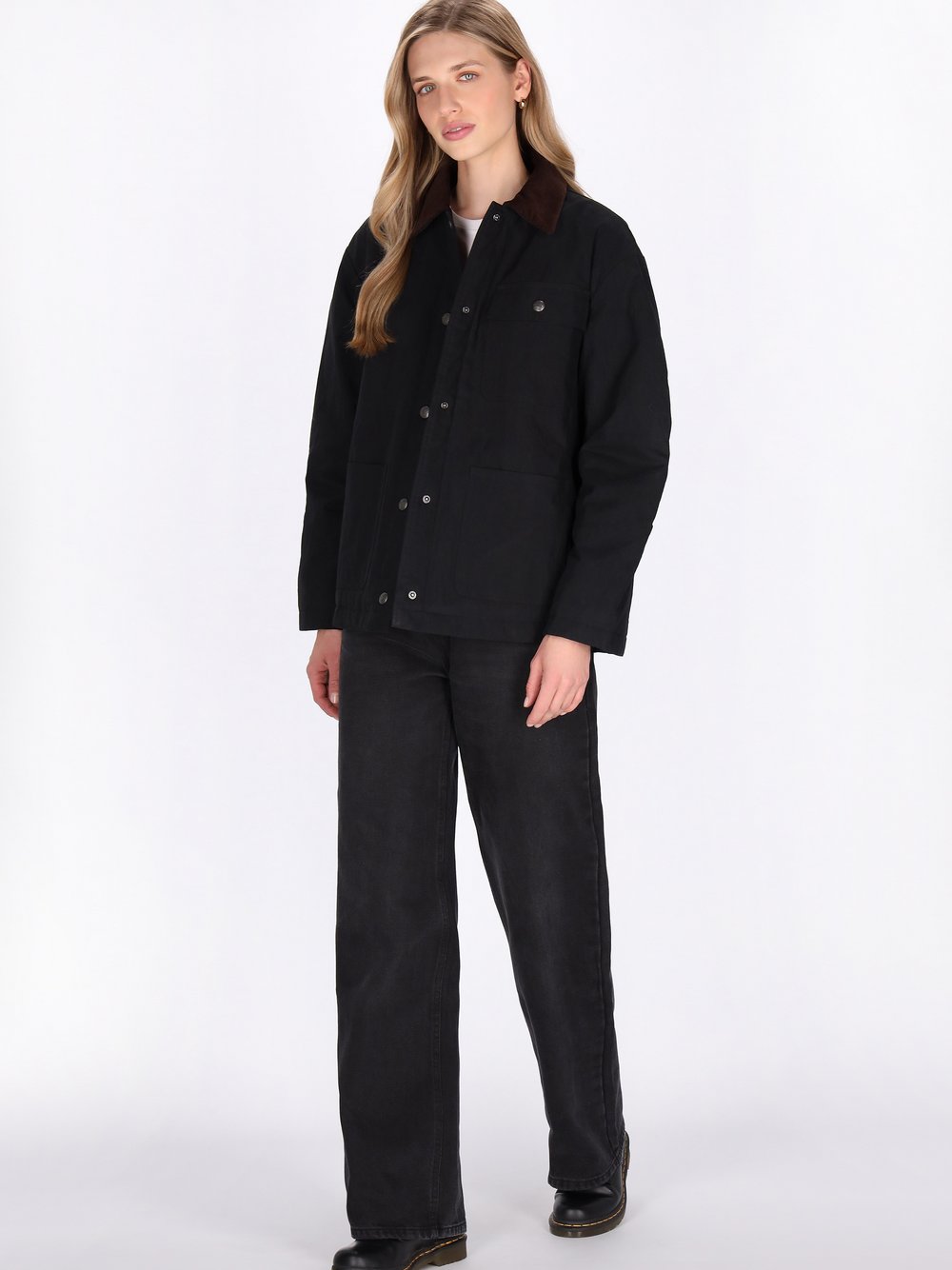 Dreimaster Jacke Damen Baumwolle schwarz, XXL