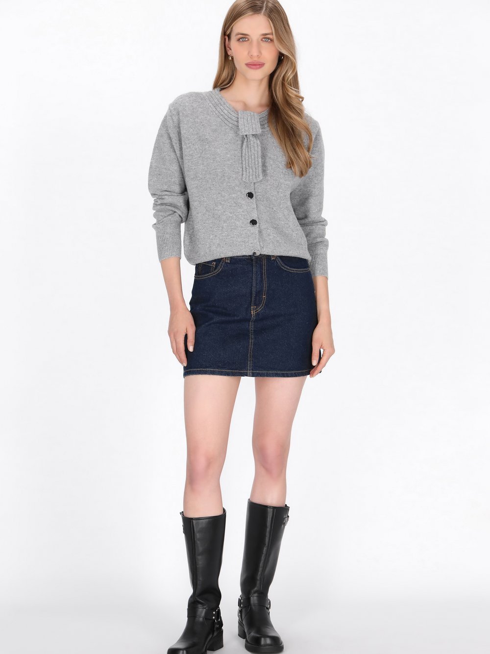 Dreimaster Strickjacke Damen grau meliert, XL/XXL