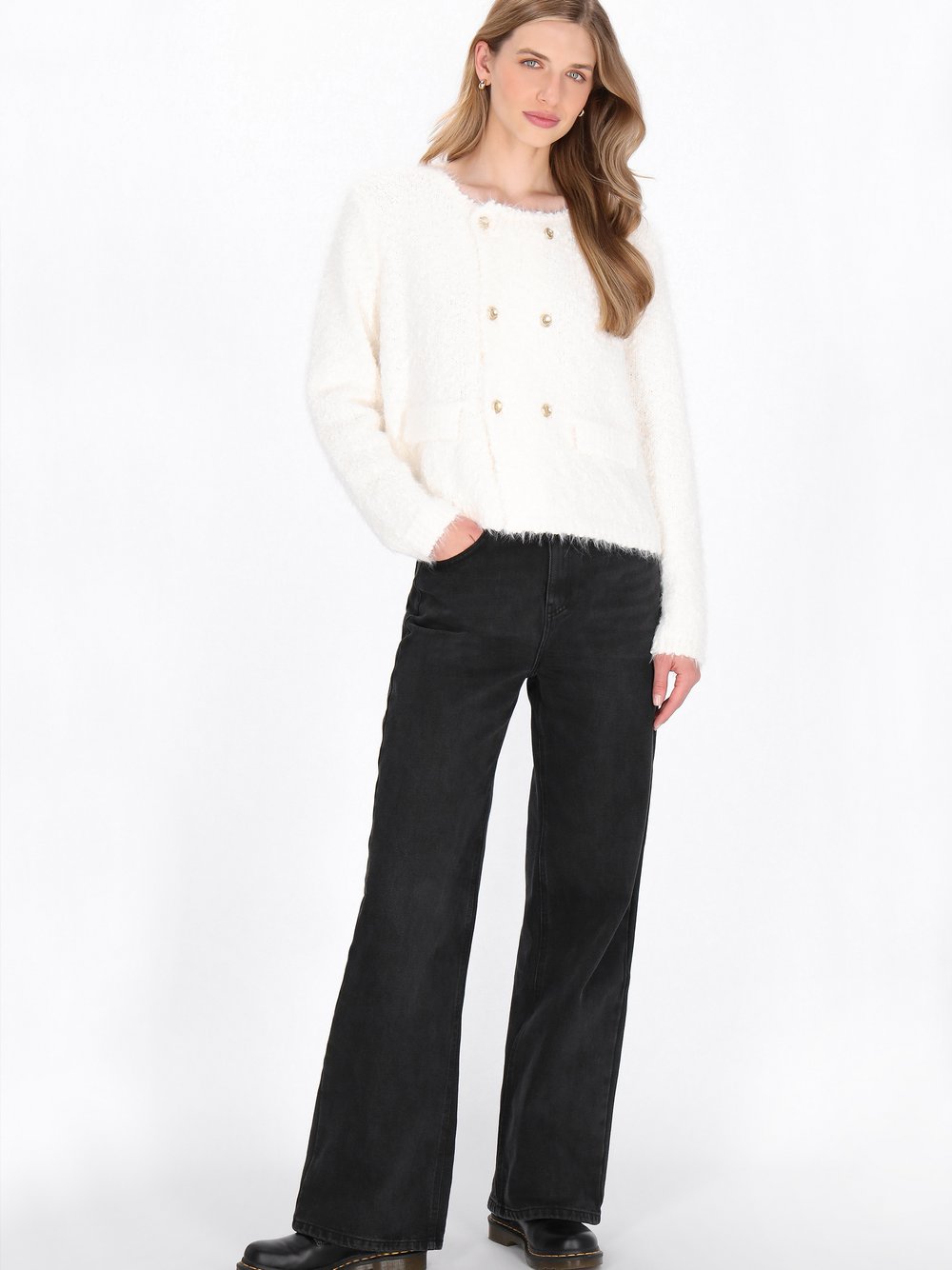 Dreimaster Strickjacke Damen weiß, XL/XXL