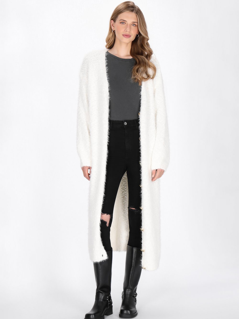 Dreimaster Strickjacke Damen weiß, M/L