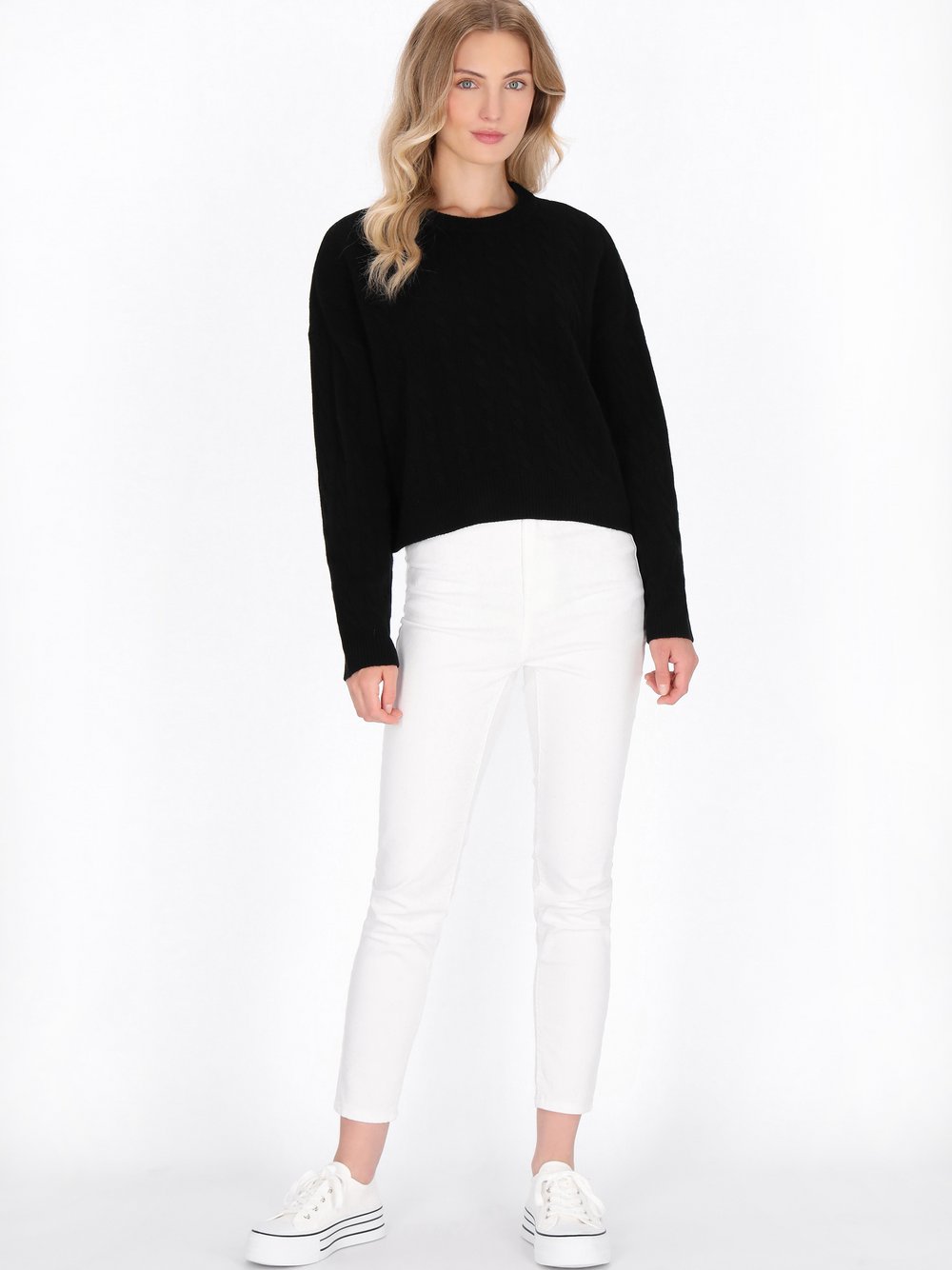 Thumbnail - Dreimaster Pullover Damen Wolle schwarz, M/L