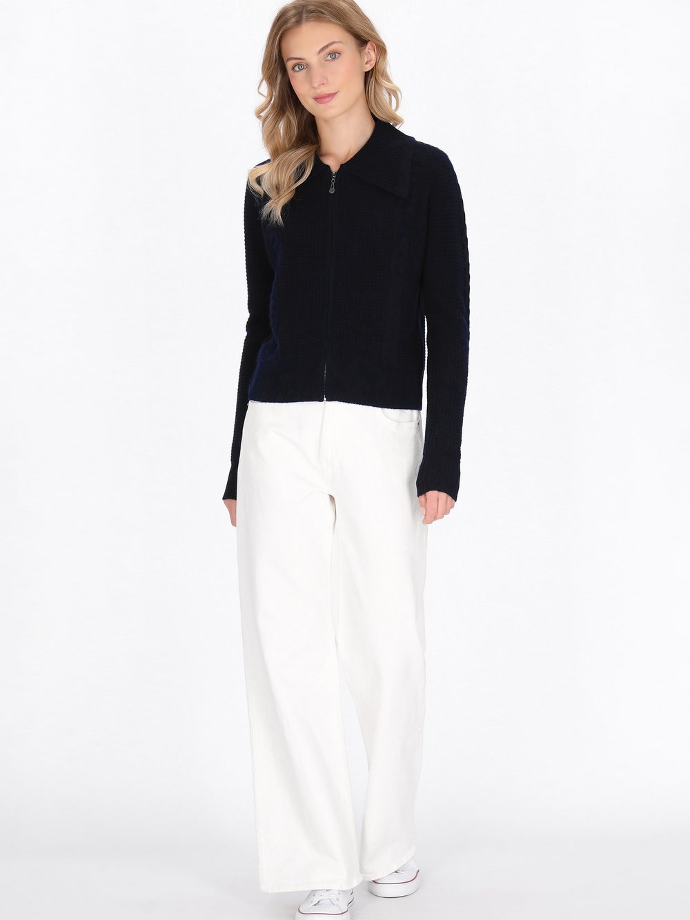 Dreimaster Strickjacke Damen Wolle blau, XL/XXL