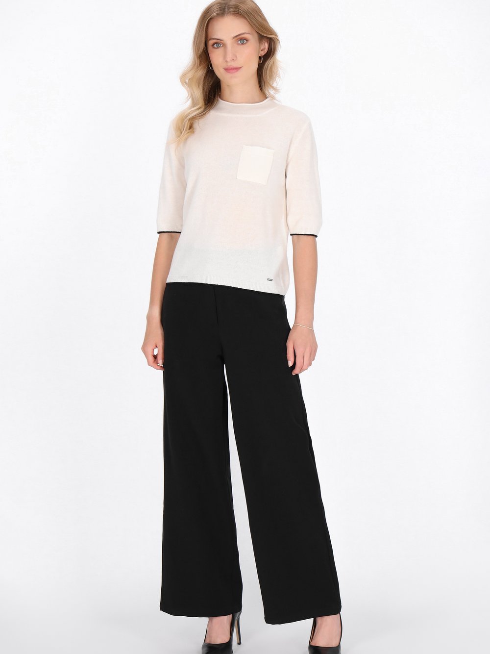 Dreimaster Pullover Damen Wolle weiß, M/L