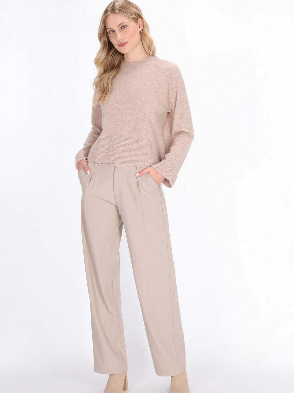 Dreimaster Pullover Damen Wolle beige, XL/XXL