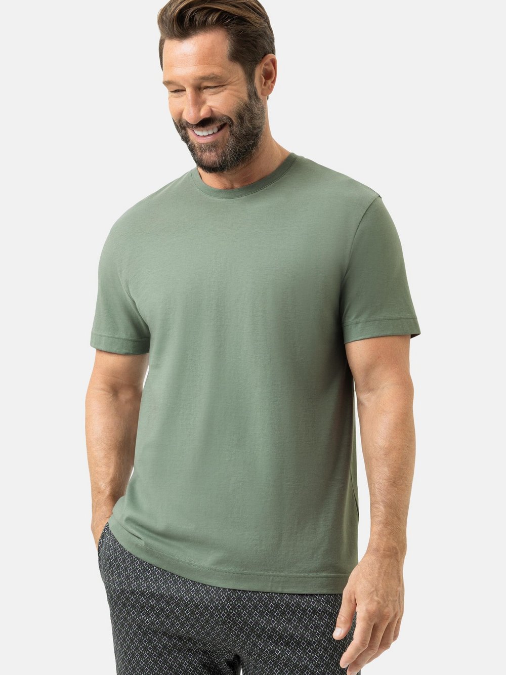 Thumbnail - Mey Schlafanzug Oberteil Herren Baumwolle grün, XL