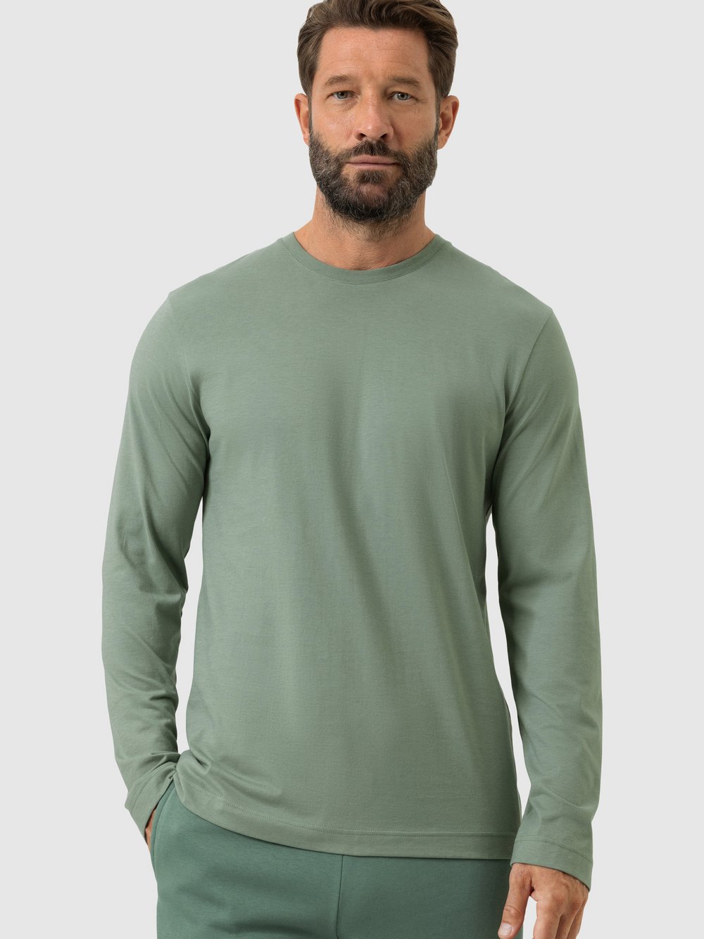 Thumbnail - Mey Schlafanzug Oberteil Herren Baumwolle grün, L