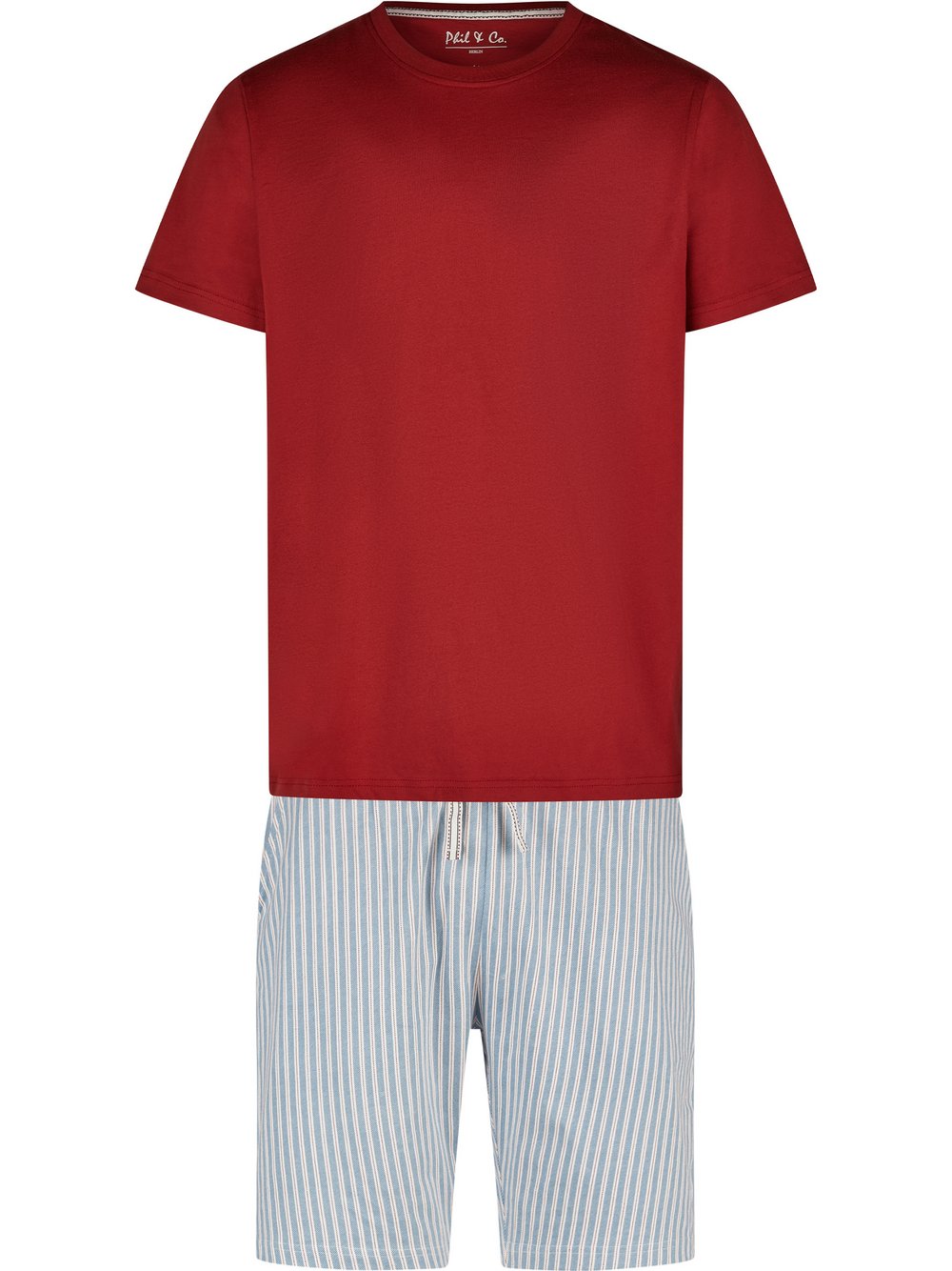 Phil & Co. Berlin Pyjama Herren Jersey rot gestreift, XXL