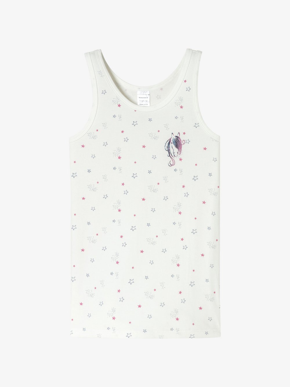 Schiesser Unterhemd Mädchen Jersey weiß bedruckt, 152