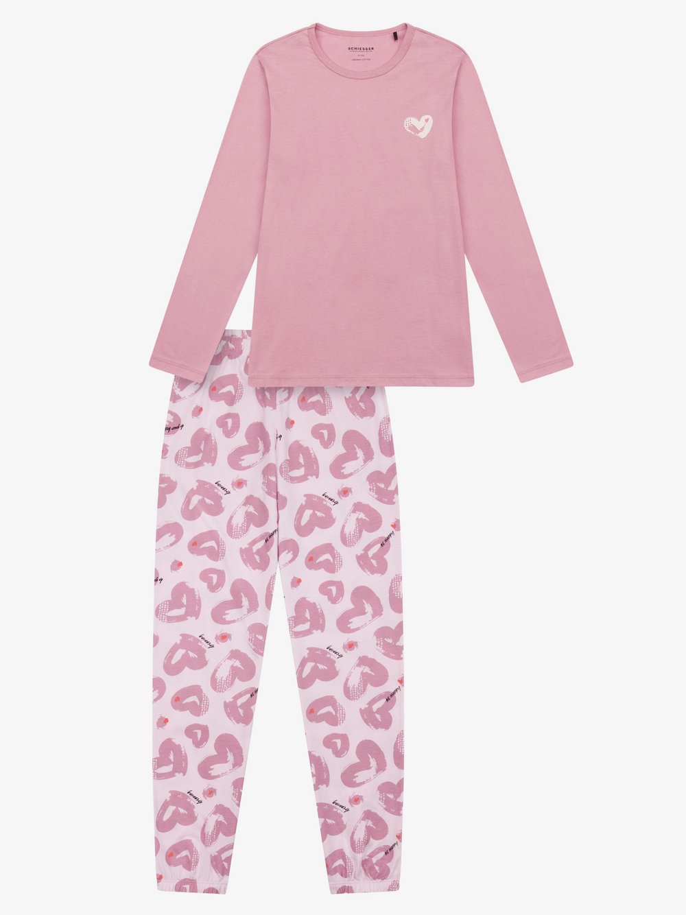 Schiesser Pyjama  Mädchen Baumwolle rosa bedruckt, 176