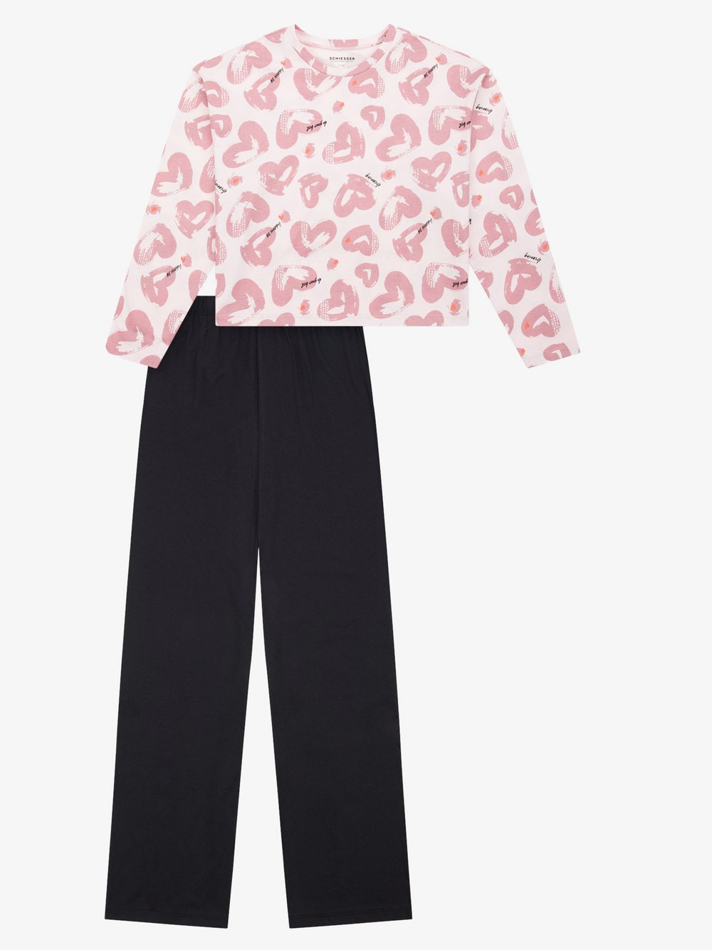 Schiesser Pyjama  Mädchen Baumwolle rosa bedruckt, 176