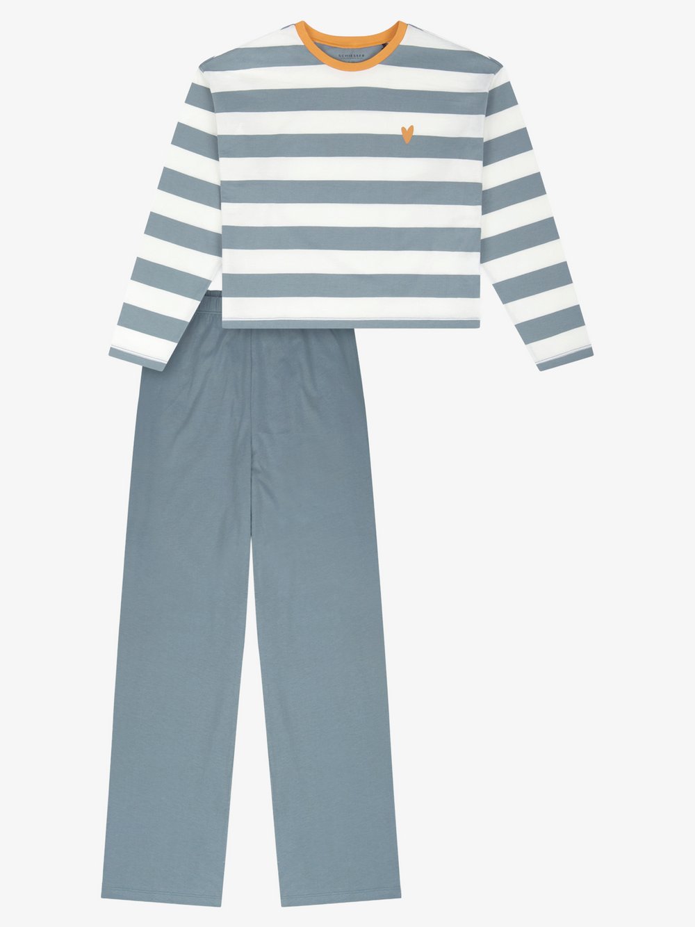 Schiesser Pyjama Mädchen Baumwolle mehrfarbig gestreift, 140