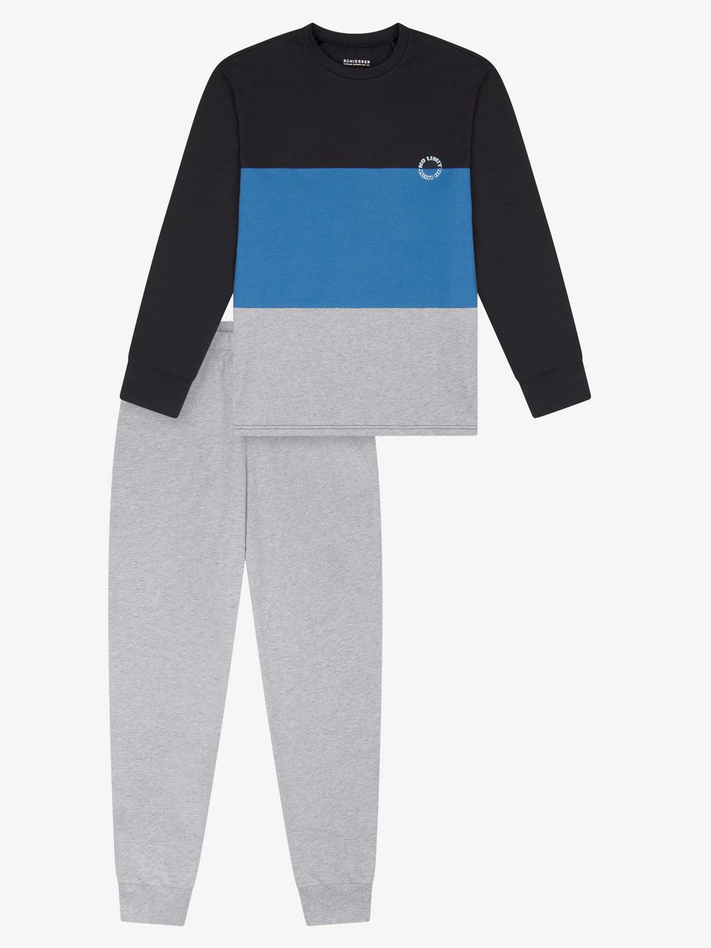 Schiesser Pyjama  Jungen Baumwolle grau bedruckt, 152