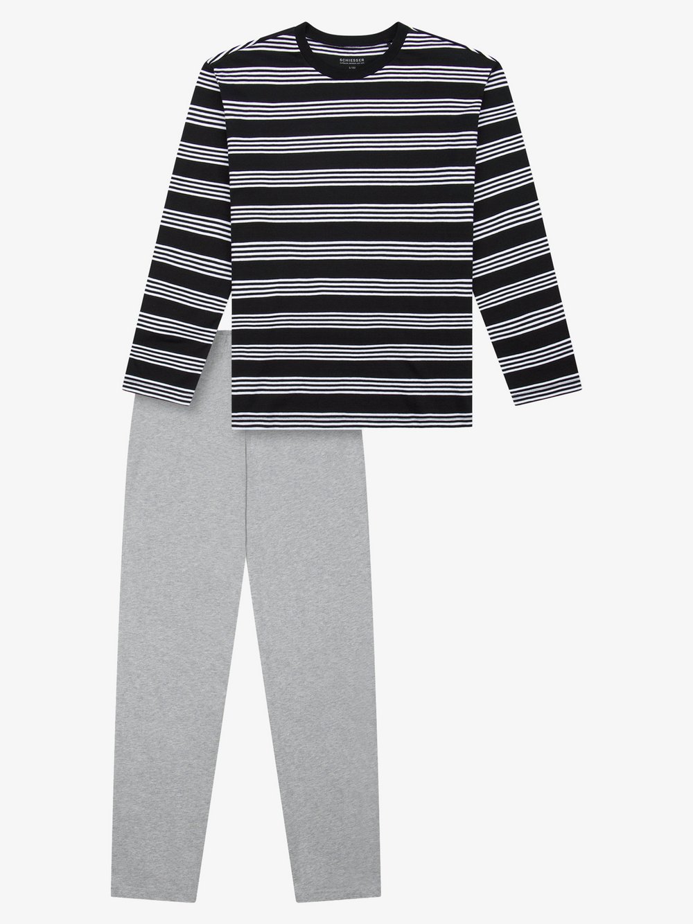 Schiesser Pyjama  Jungen Baumwolle schwarz gestreift, 140