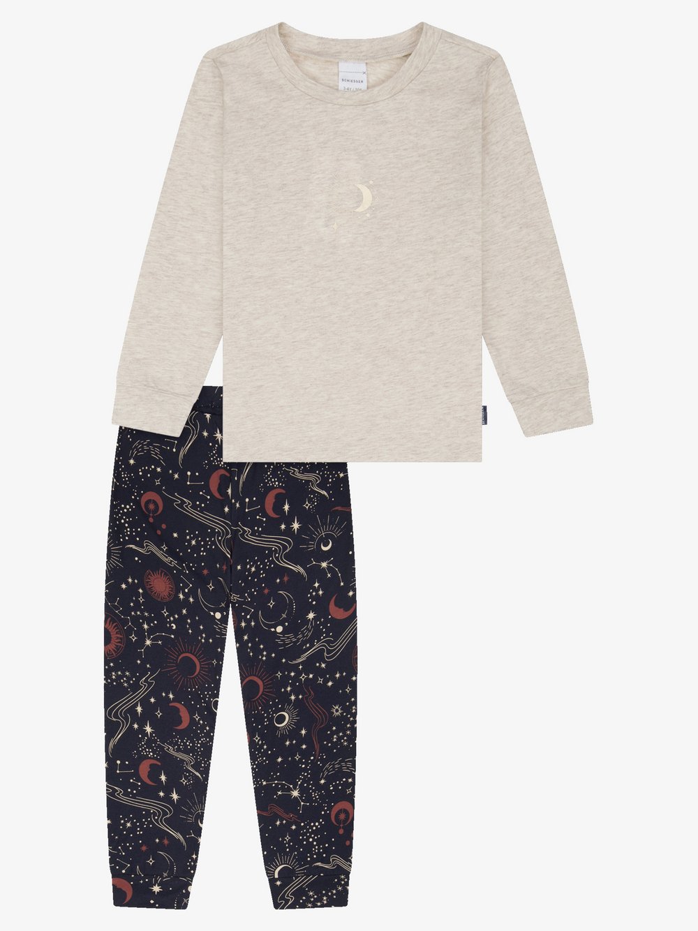 Schiesser Pyjama  Mädchen Baumwolle beige bedruckt, 92