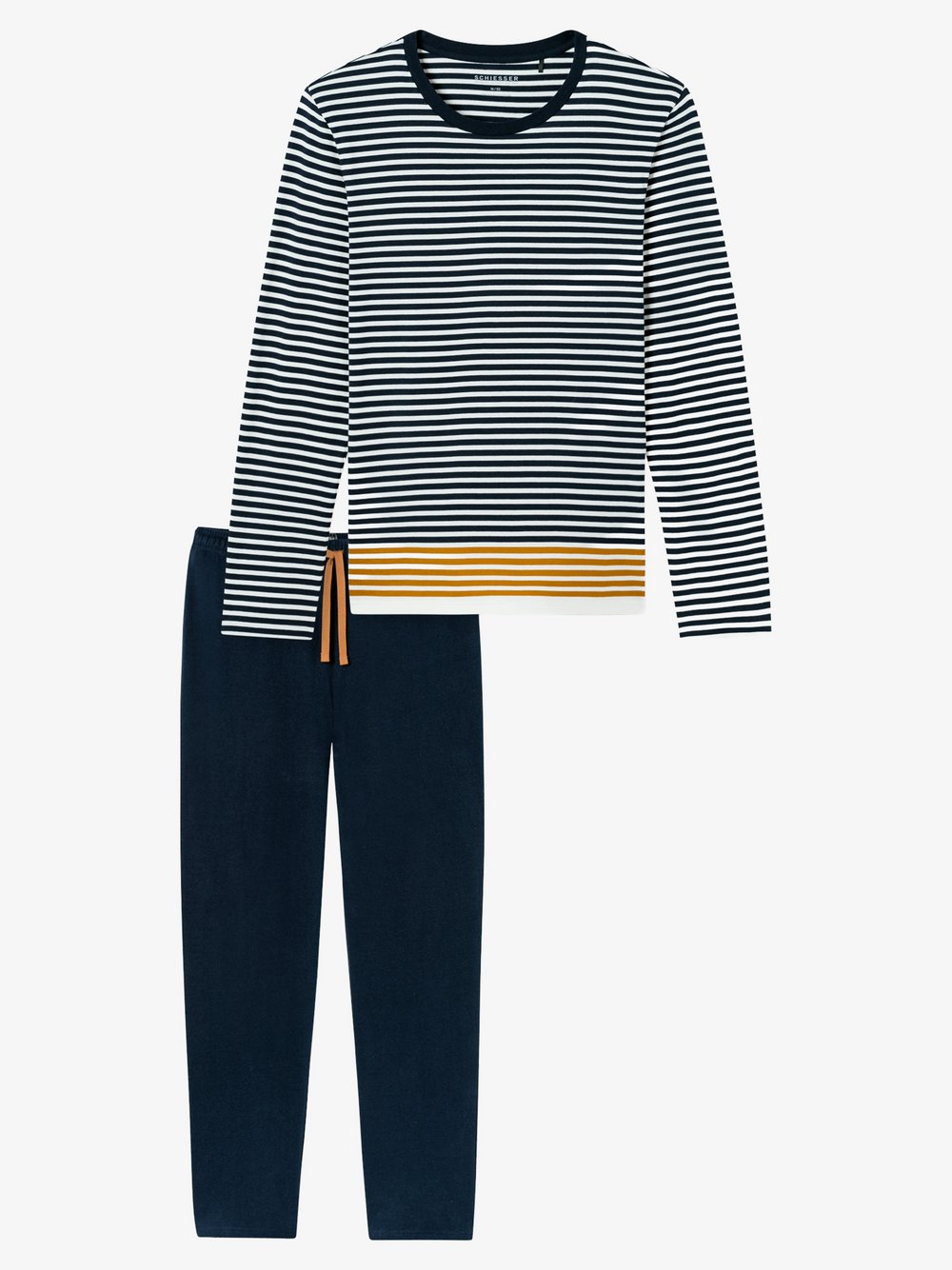 Schiesser Pyjama  Herren Baumwolle blau bedruckt, 56