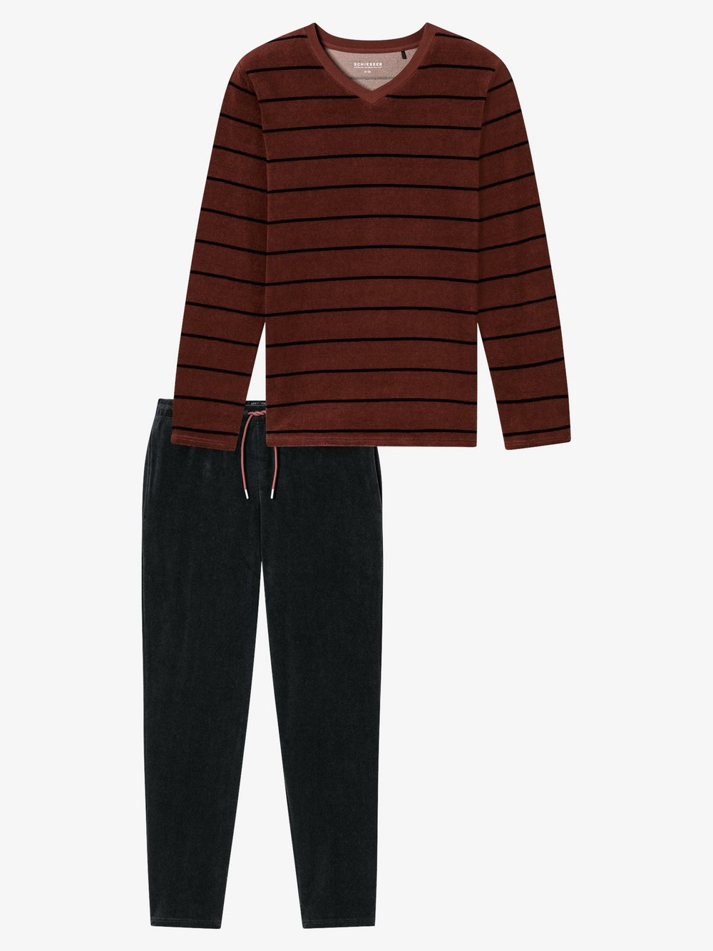 Schiesser Pyjama  Herren Jersey rot bedruckt, 48