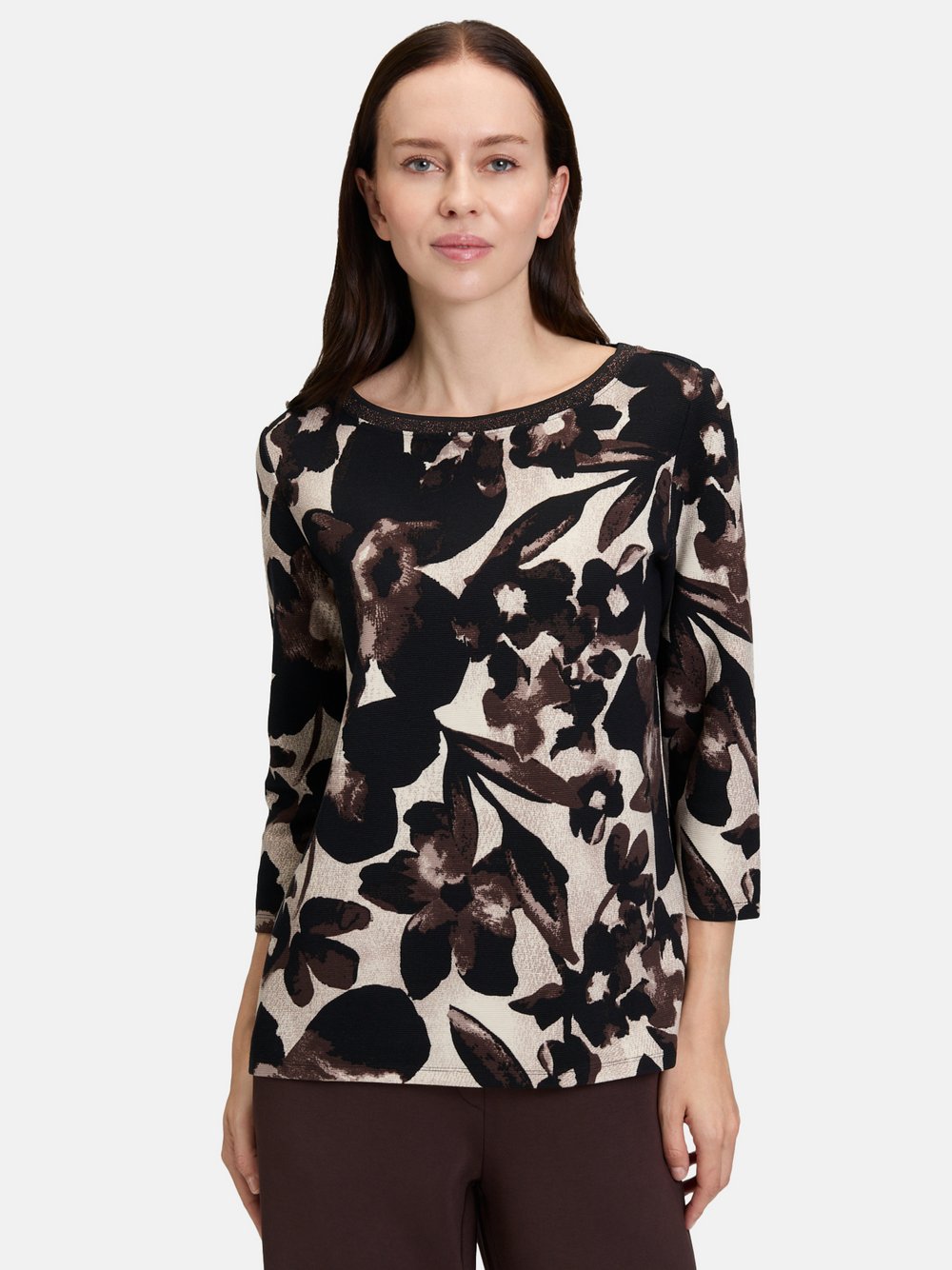 Betty Barclay Sweatshirt Damen Viskose beige gemustert, 36