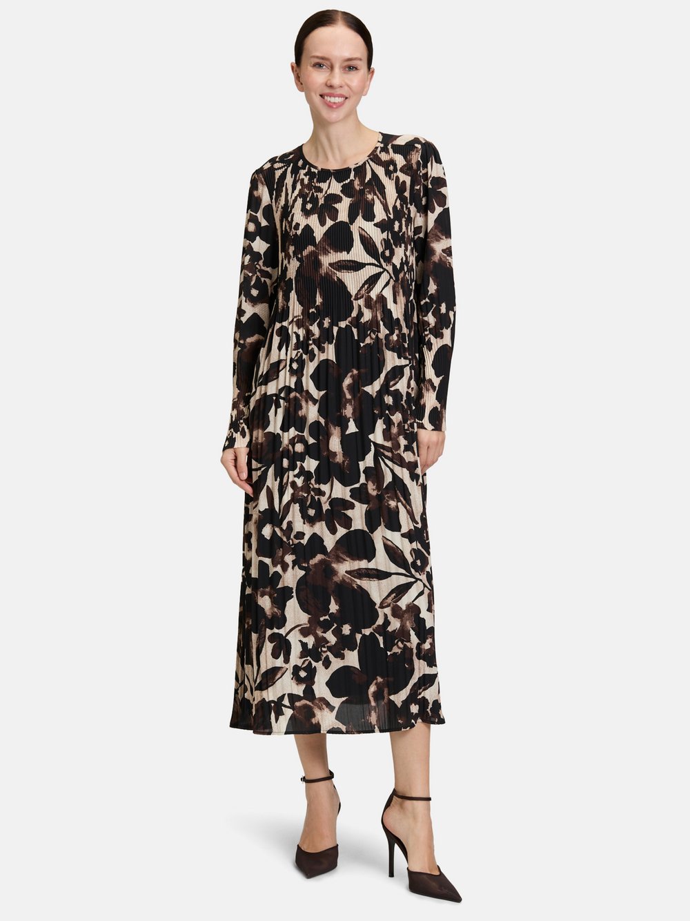 Betty Barclay Plisseekleid Damen beige gemustert, 46