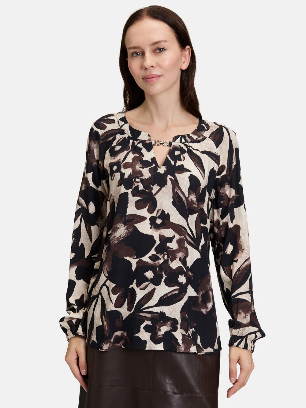 Betty Barclay Schlupfbluse Damen Viskose beige gemustert, 38