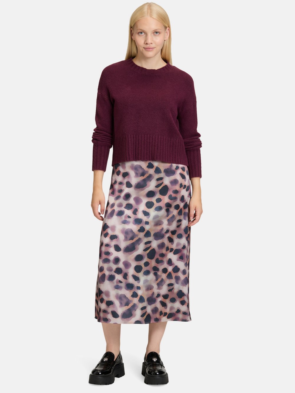 Cartoon Midikleid Damen lila gemustert, 34