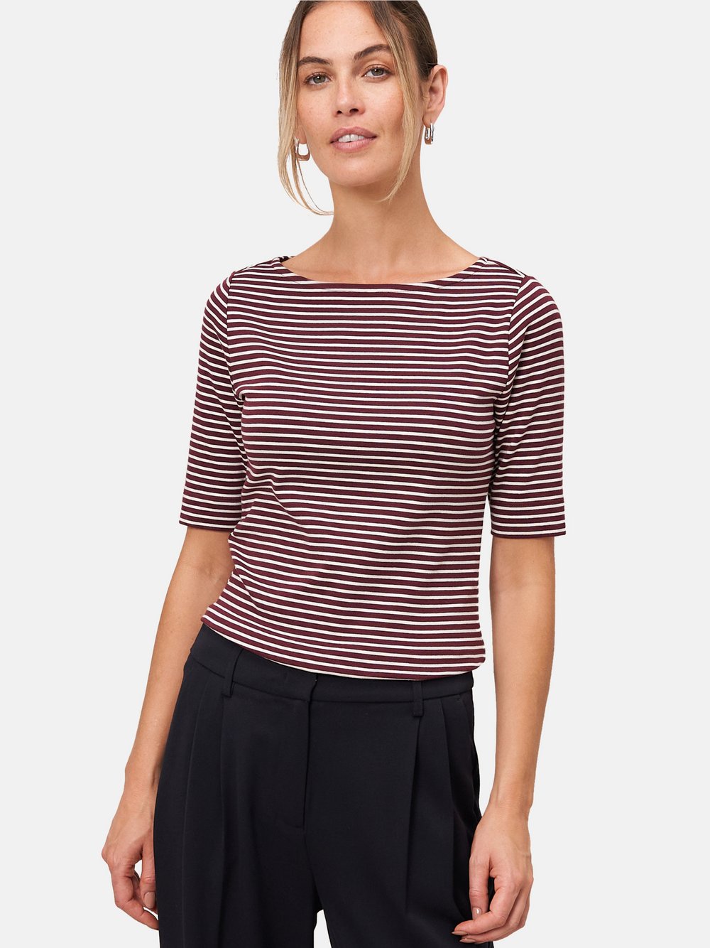 zero Ringelshirt Damen Baumwolle rot gestreift, 38