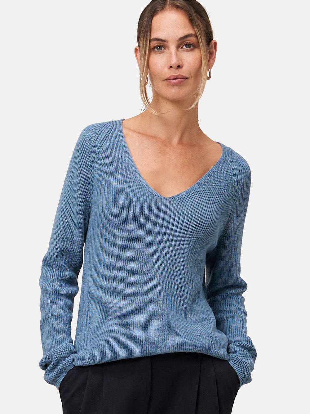 zero Strukturpullover Damen Baumwolle blau, 34