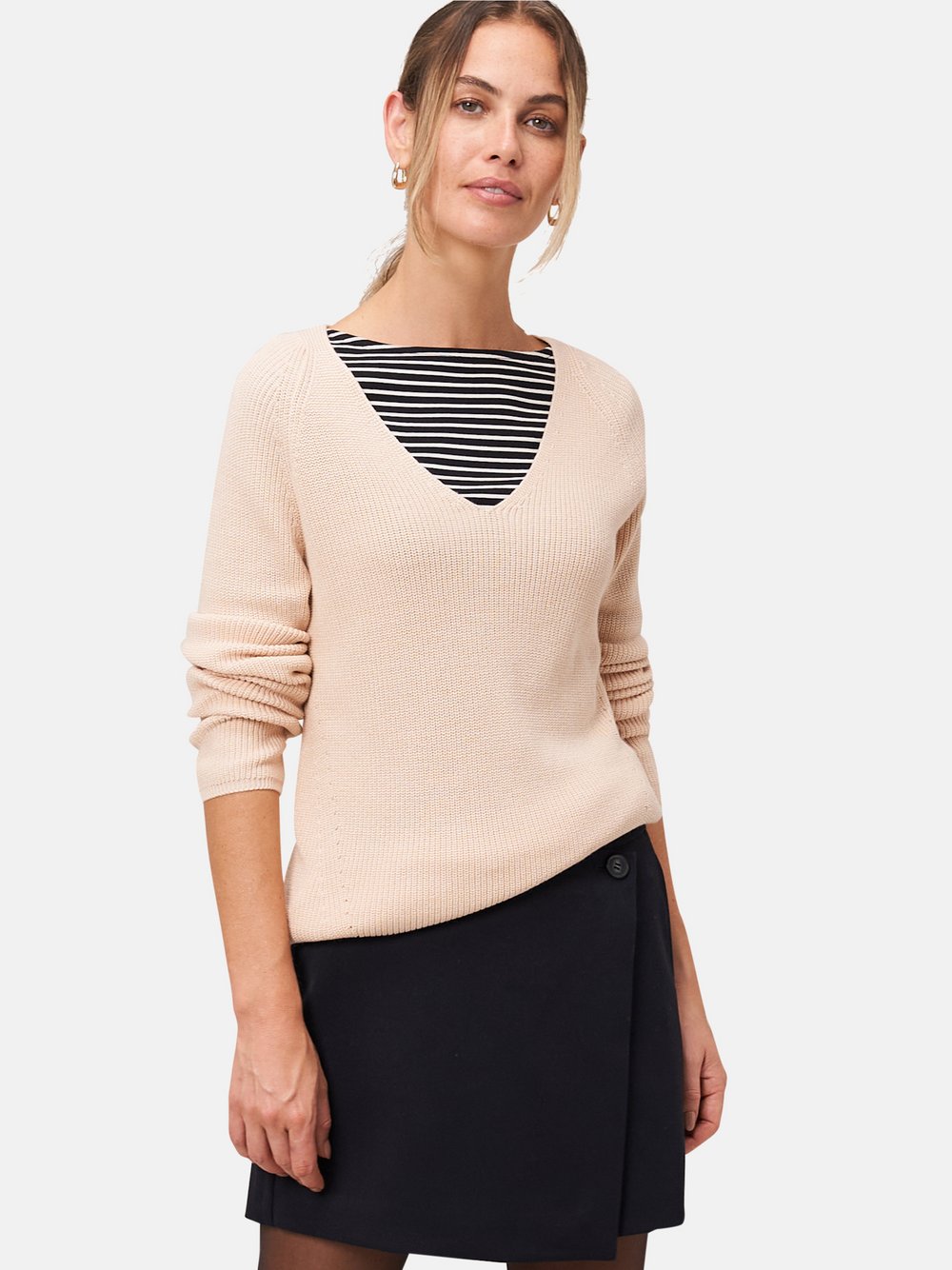 zero Strukturpullover Damen Baumwolle beige, 36