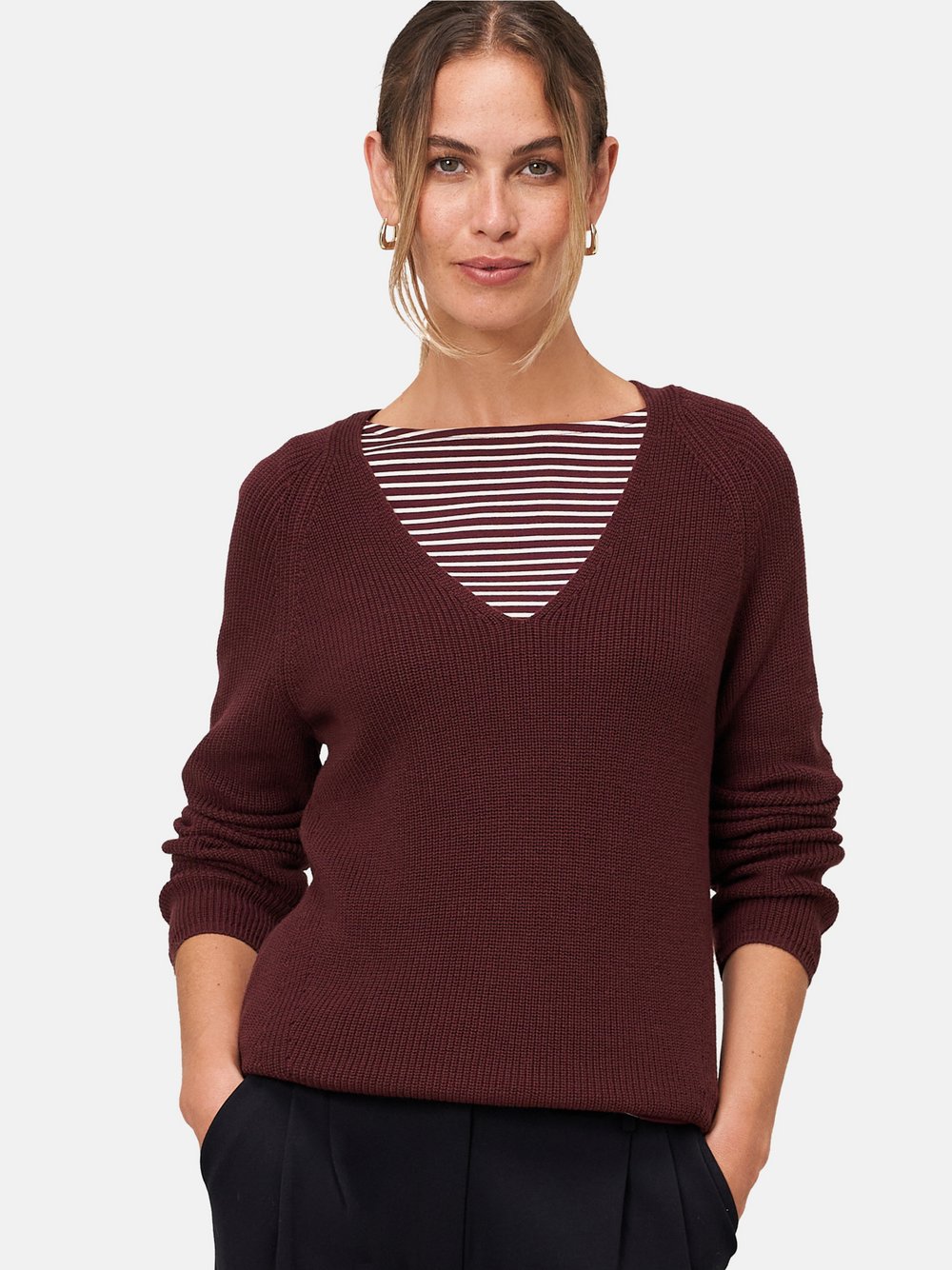 zero Strukturpullover Damen Baumwolle rot, 40