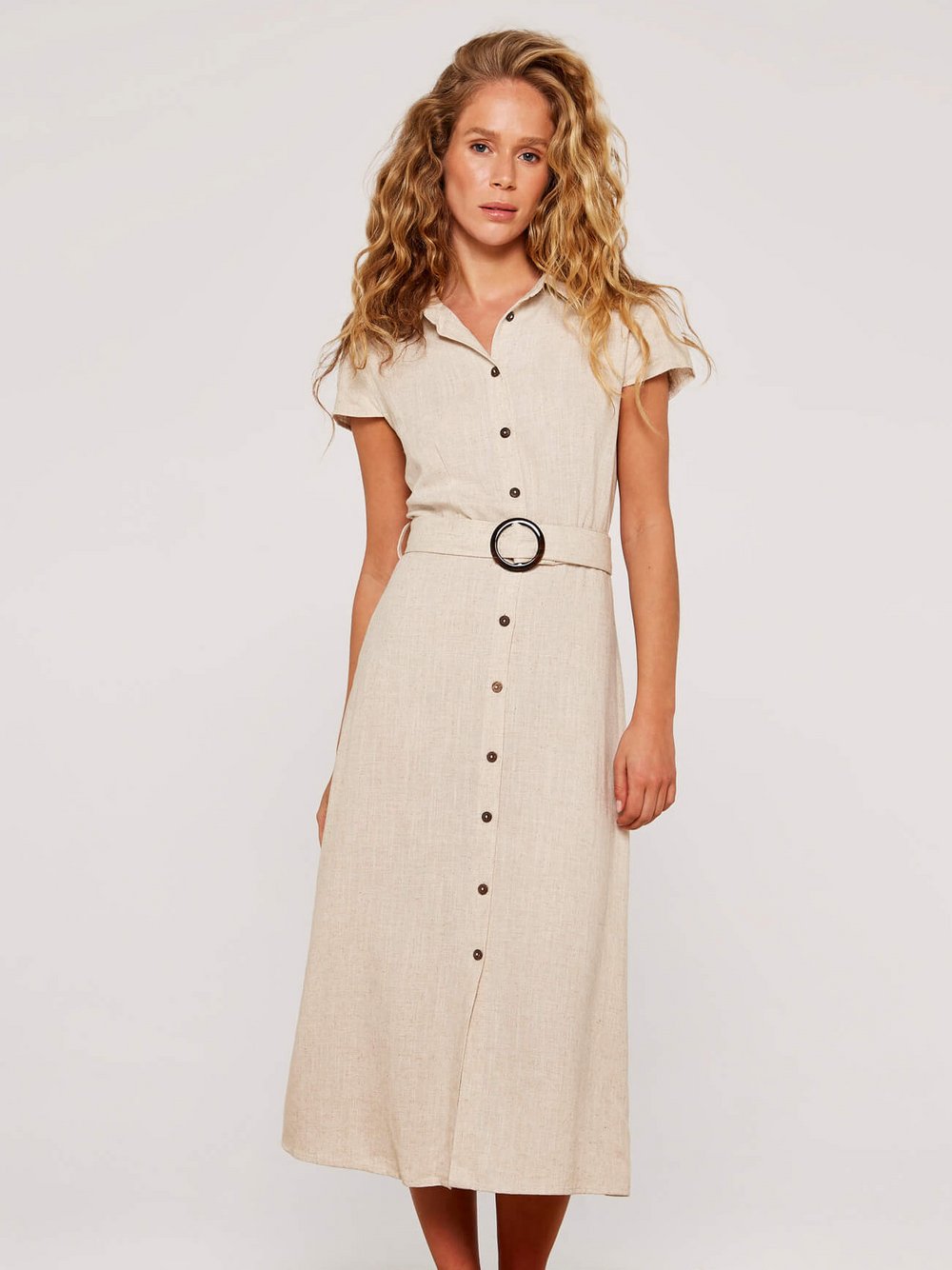 Apricot Midikleid Damen Viskose beige, 36