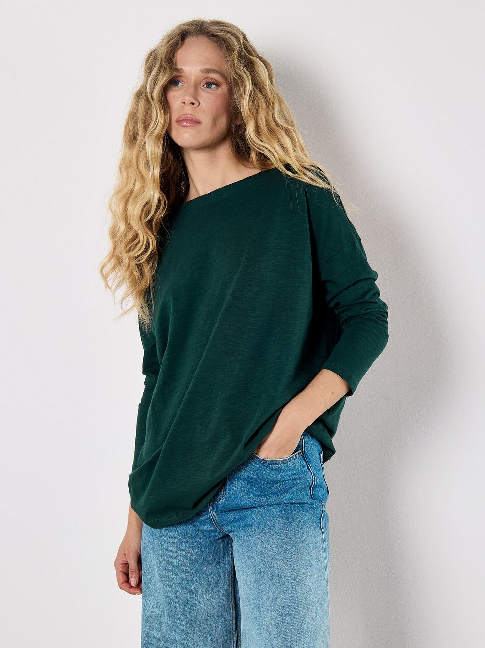 Apricot Blusenshirt Damen Baumwolle grün, 36