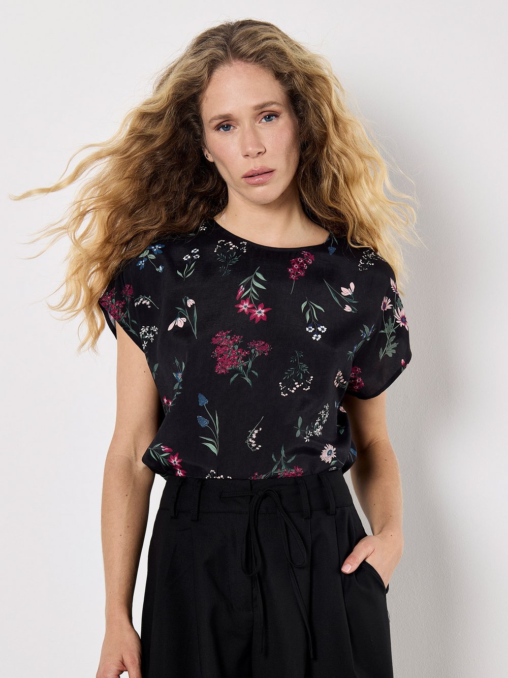 Apricot Top Damen Viskose schwarz gemustert, 38