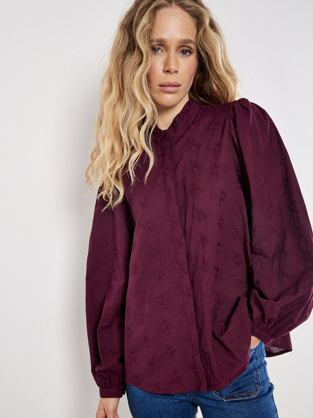 Apricot Bluse Damen Baumwolle rot, 34